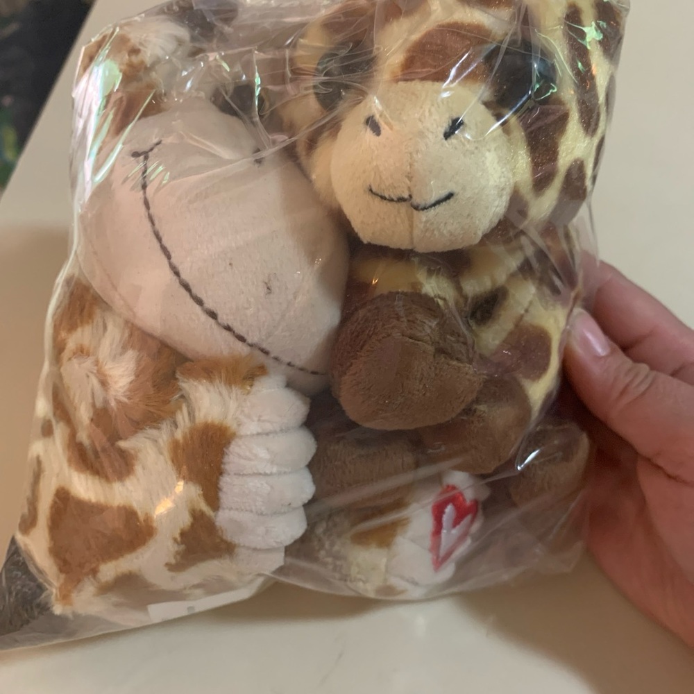Kellytoy & Ty Giraffe Plushes with Brown and Cream Pattern